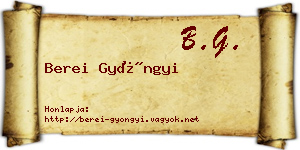 Berei Gyöngyi névjegykártya